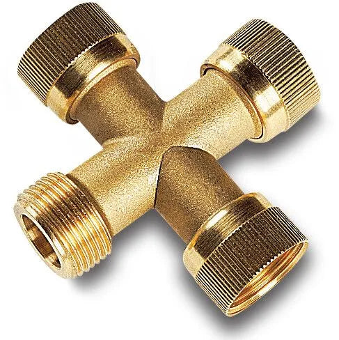 Bevo Cross Fitting Brass 3 x 1" NPT female x 1" NPT male