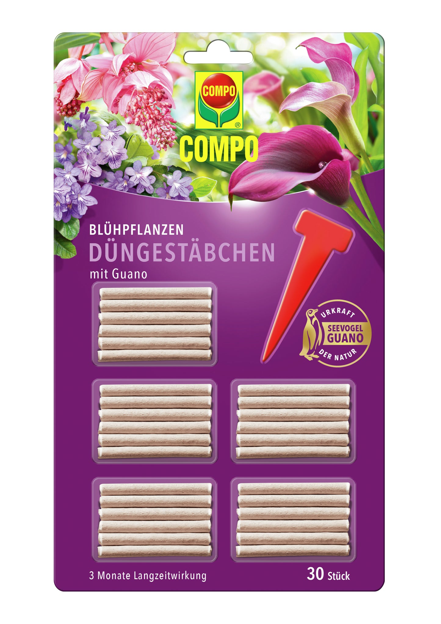 Compo Blühpflanzen Düngestäbchen mit GUANO (30 Stäbchen)