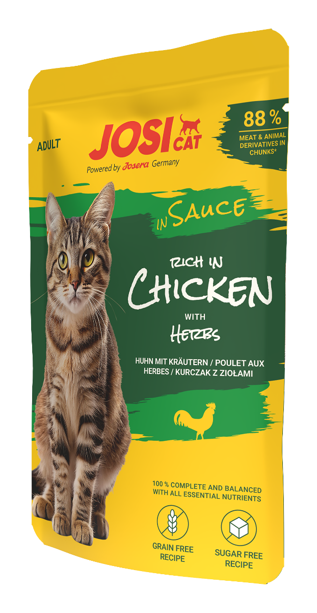 katze, beutel, josicat, sauce, nassfutter, huhn, kräuter