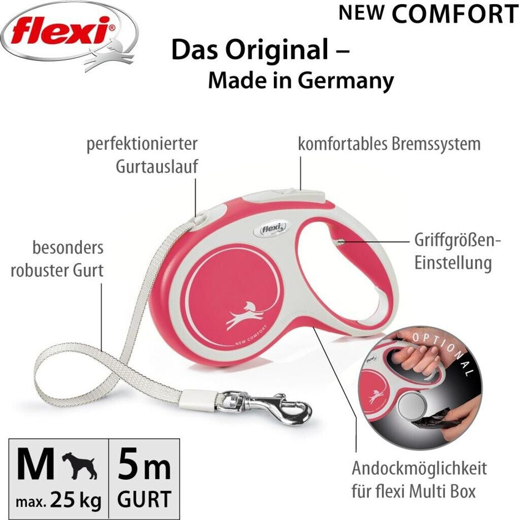 Flexi NEW Comfort M - 5 Meter Tape Leash - For Dogs up to 25 kg