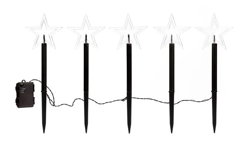 LED Acryl Gartenstecker Stern 5er