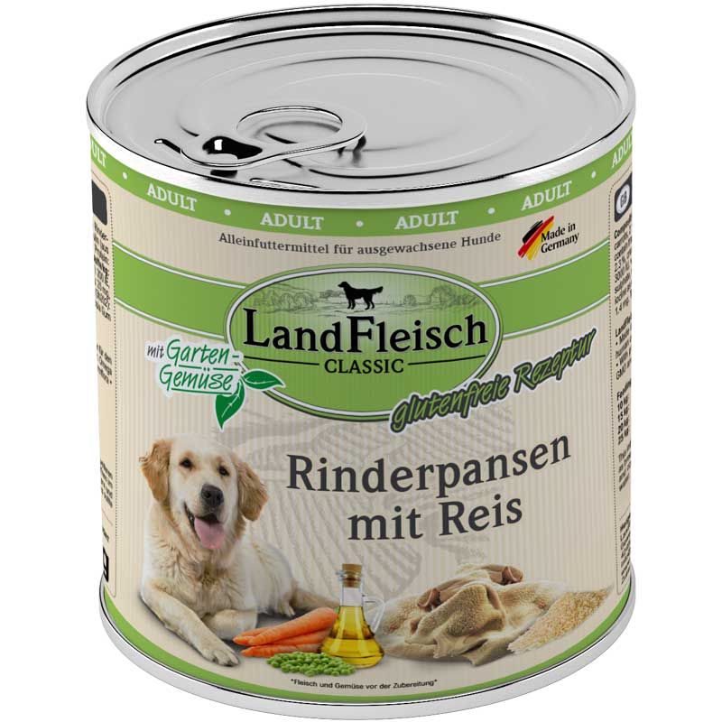 LandFleisch Dog Classic Rinderpansen mit Reis und Gartengemüse