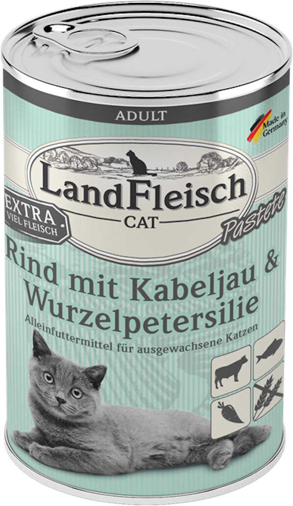 Landfleisch Cat Adult Pastete Rind, Kabeljau & Wurzelpetersilie