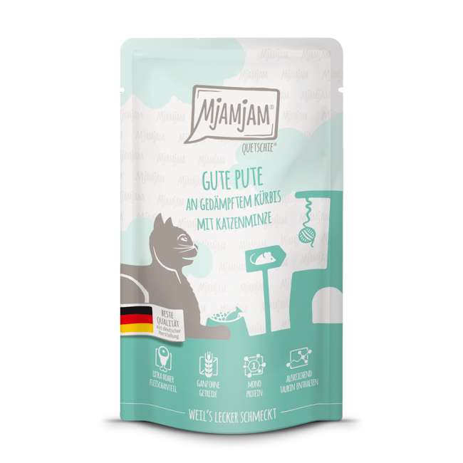 MjAMjAM Katze - Quetschie gute Pute an gedämpftem Kürbis