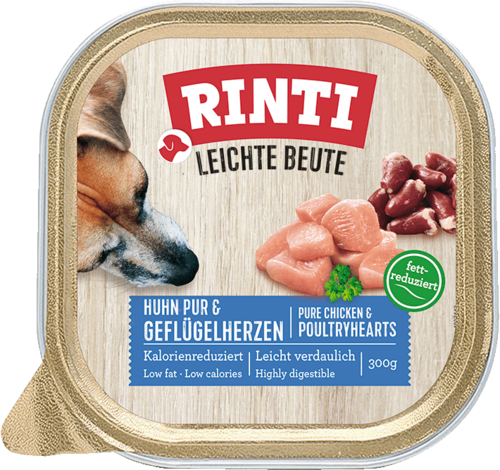 Rinti Light Prey Chicken Pure + Poultry Hearts - Tray
