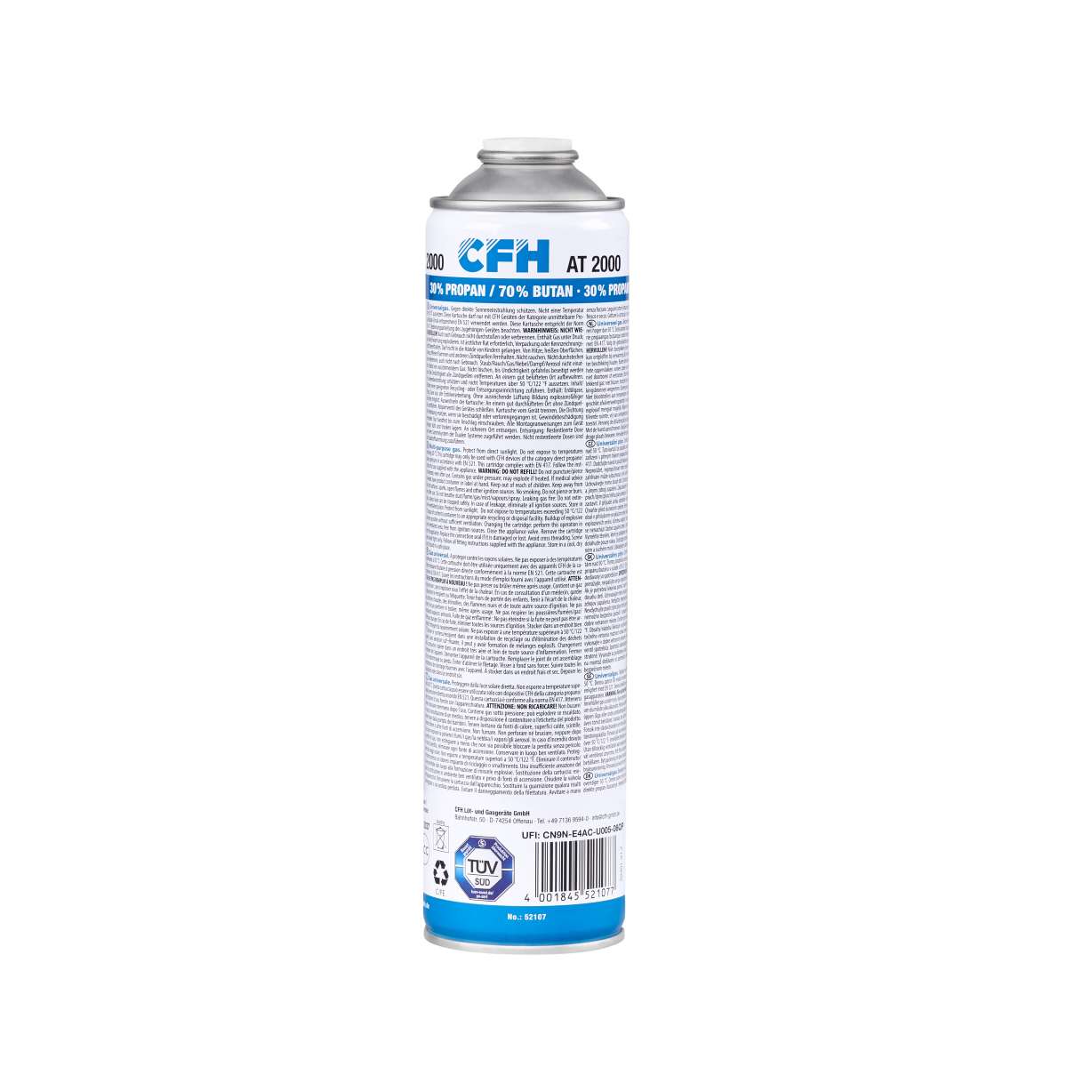 Universal compressed gas canister AT 2000