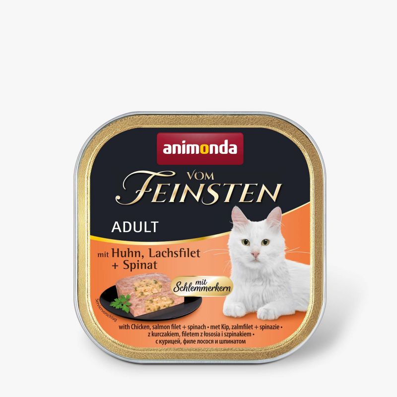animonda Vom Feinsten Katze Schlemmerkern Adult Huhn,Lachs+Spinat