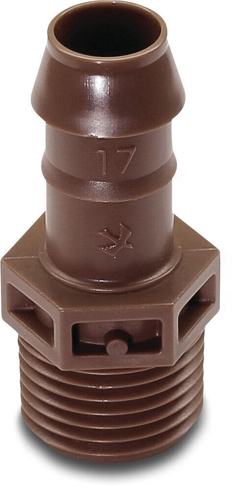 Bevo Rain Bird Adapter Kunststoff x 17 mm Außengewinde x Tülle 3,5bar Braun Typ XFF17