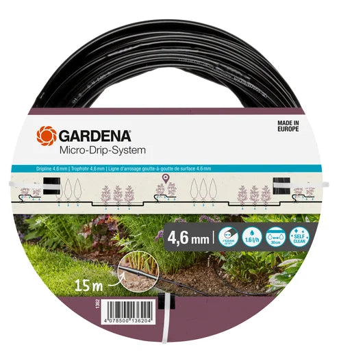Micro-Drip-System Drip Line, above-ground, 4.6 mm (3/16"), 1.5 l/h, 15 m, without fittings