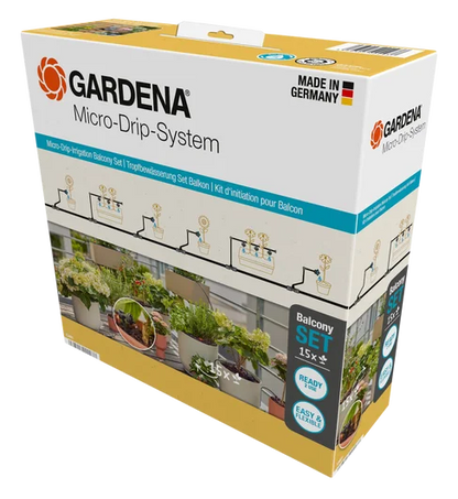 GARDENA Micro-Drip-System Tropfbewässerung Set Balkon (15 Pflanzen)