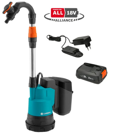 GARDENA Akku-Regenfasspumpe 2000/2 18V P4A Ready-To-Use Set