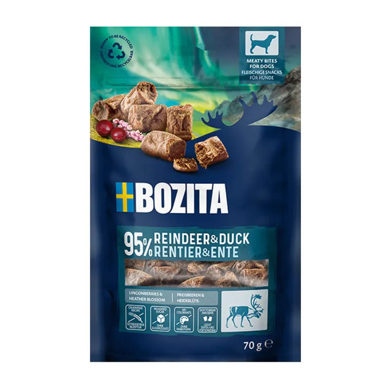 Bozita Meaty Bites Rentier und Ente 70g  MHD 01.27