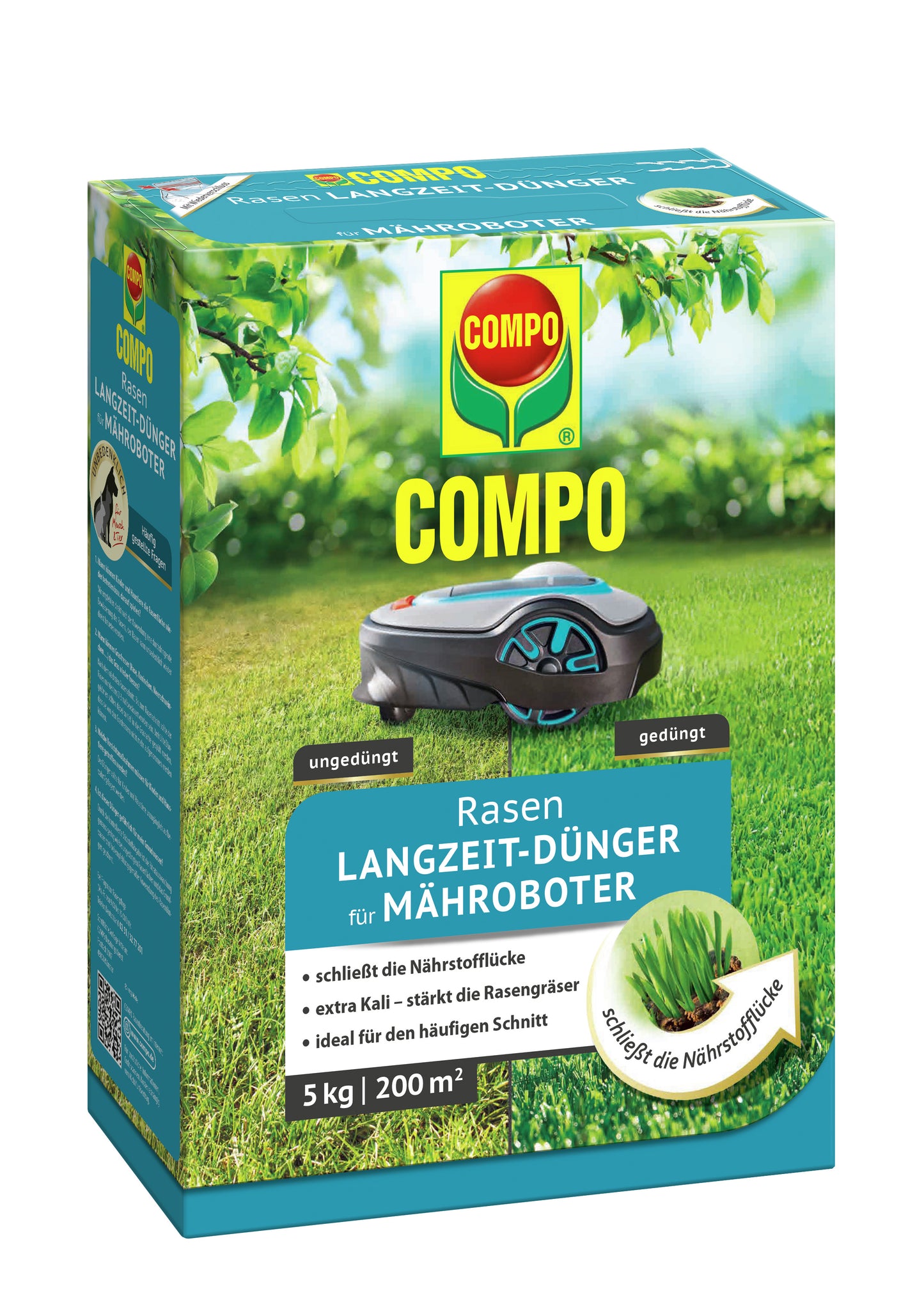 Compo Long-Term Lawn Fertilizer Robotic Mower 5 kg for 200 m²