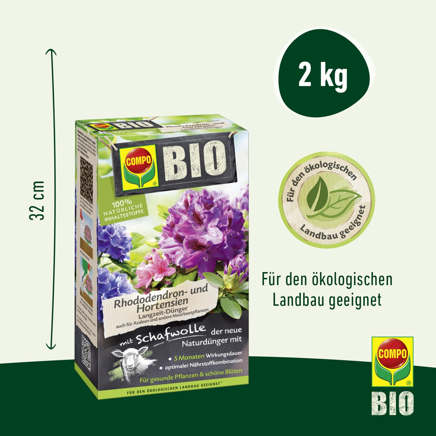 Compo BIO Rhododendron- und Hortensien Langzeit-Dünger mit Schafwolle