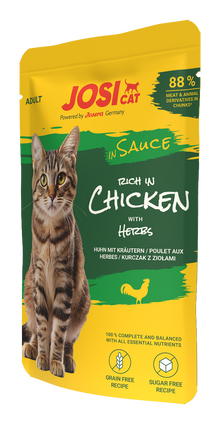 katze, beutel, josicat, sauce, nassfutter, huhn, kräuter