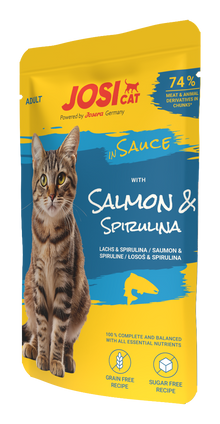 katze, beutel, josicat, lachs, spirulina, nassfutter, sauce
