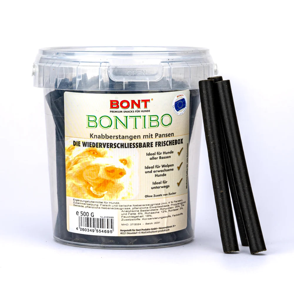 BONTIBO Knabberstangen mit Pansen 500 g MHD 10.26