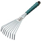 Siena GARDEN Small Rake, 9 flat tines, interchangeable handle, anthracite, green grip