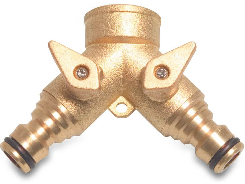 Bevo Profec Y-Stück Clickkupplung Messing 3/4" Innengewinde x Klickstecker x Klickstecker type mit Kugelhahn