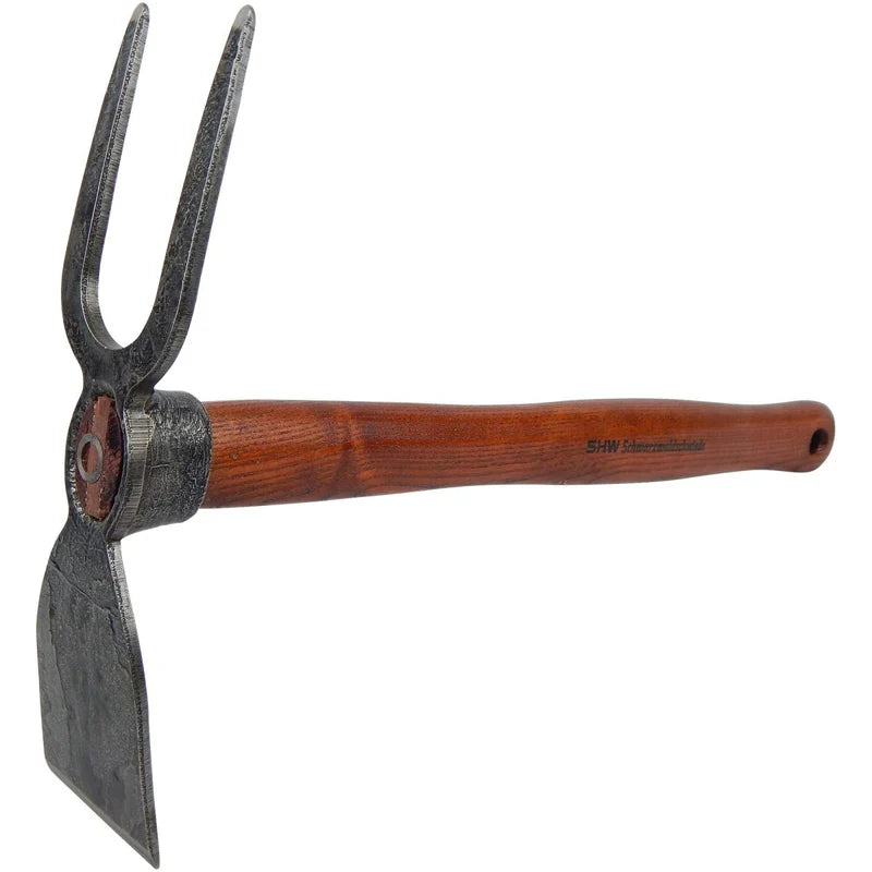 SHW Rex Häckchen mit Breitblatt 2 Zinken und Eschenholzstiel 40 cm