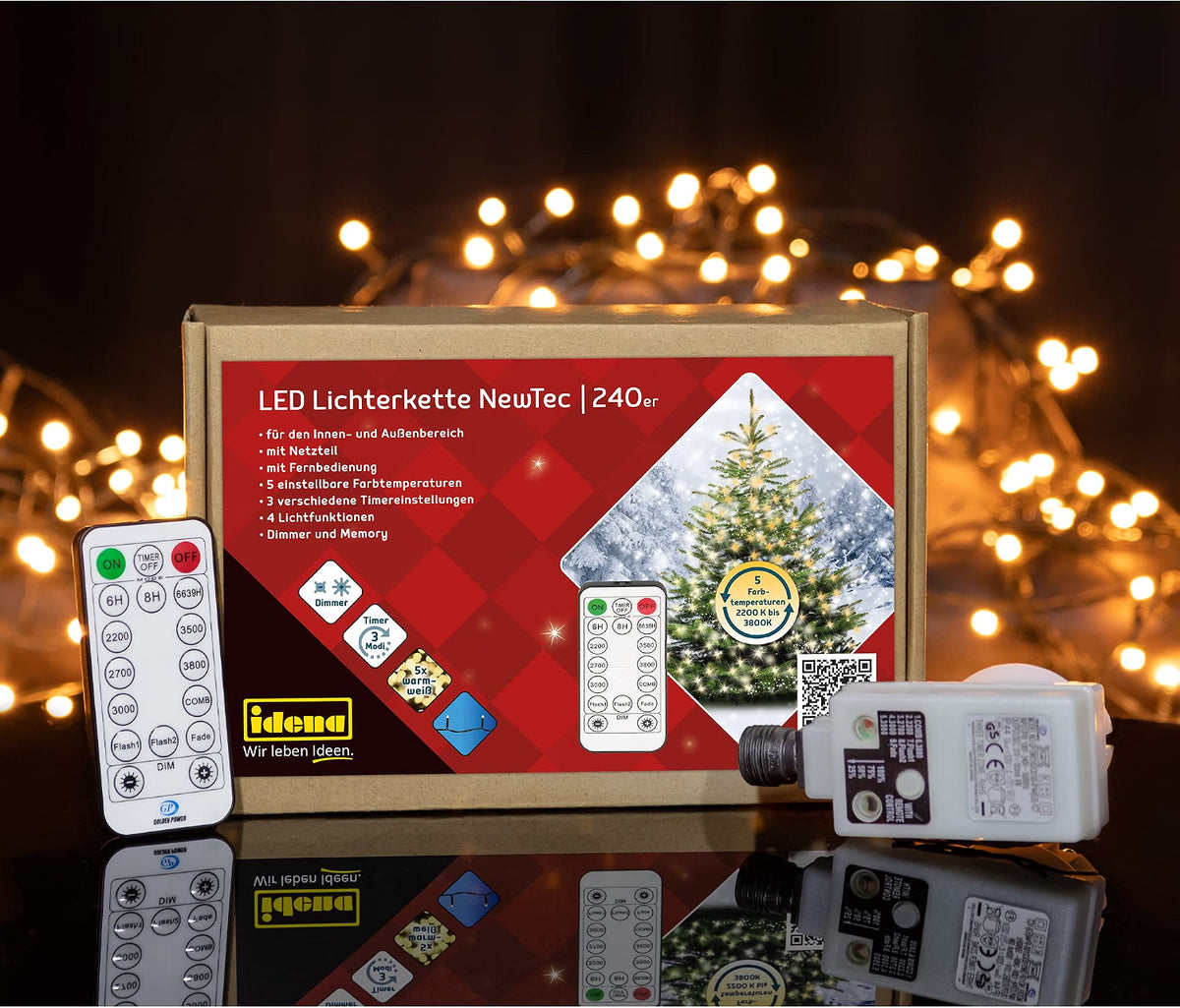 Weihnachtsbaum Lichterkette Innen und Außen NewTec mit Fernbedienung