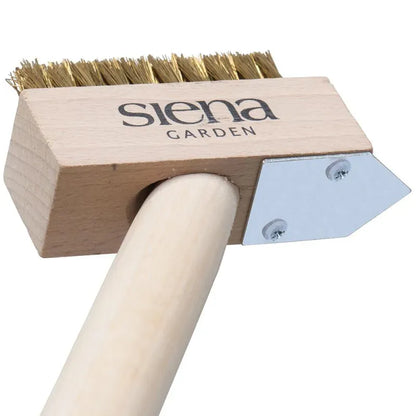 Siena GARDEN Grout Brush with Brass and Stainless Steel Bristles, 1400 x 28mm Handle, incl. Scraper Attachment