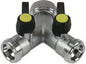 Bevo Hydro-S 3-Way Valve, chrome-plated brass, 3/4" cap nut FPT x MPT x MPT type with ball valve