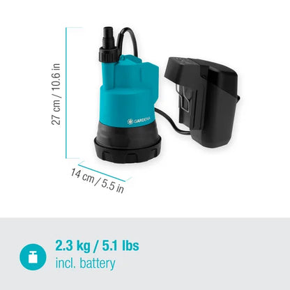 GARDENA Akku-Klarwasser-Tauchpumpe 2000/2 18V P4A Ready-To-Use Set