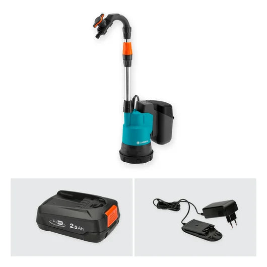 GARDENA Akku-Regenfasspumpe 2000/2 18V P4A Ready-To-Use Set