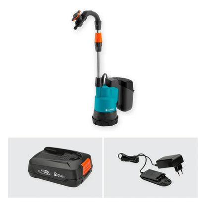 GARDENA Akku-Regenfasspumpe 2000/2 18V P4A Ready-To-Use Set