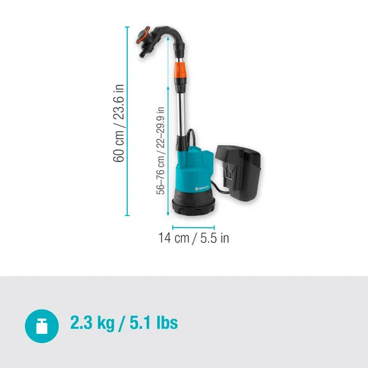 GARDENA Akku-Regenfasspumpe 2000/2 18V P4A Ready-To-Use Set