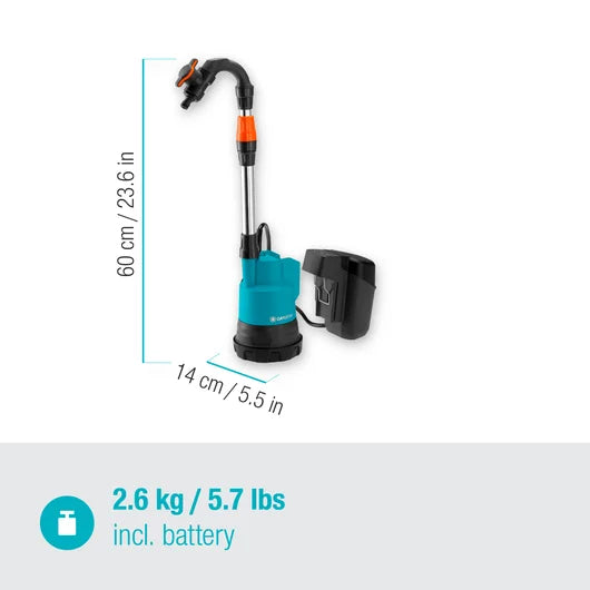 GARDENA Akku-Regenfasspumpe 2000/2 18V P4A Ready-To-Use Set