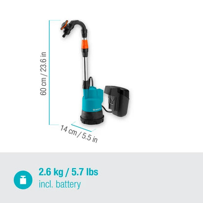 GARDENA Akku-Regenfasspumpe 2000/2 18V P4A Ready-To-Use Set