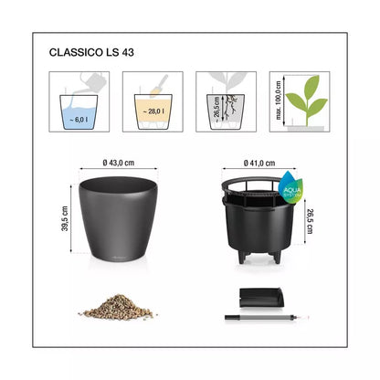 LECHUZA Pflanzenkübel CLASSICO Premium 43 LS Komplettset