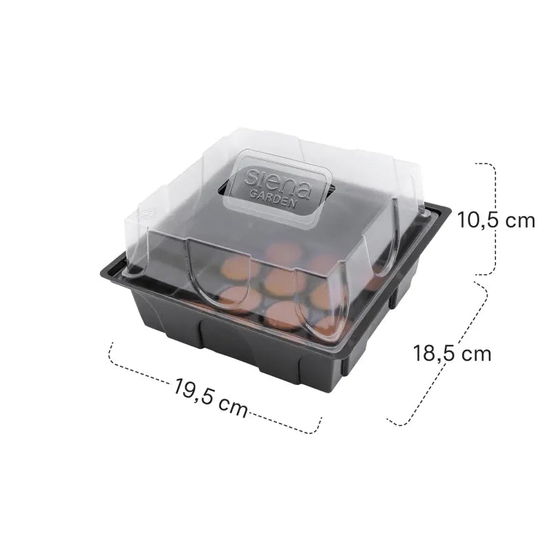 Siena GARDEN Plastic Mini Seedling Greenhouse with Lid & 12 Swell Tabs Ø 36mm