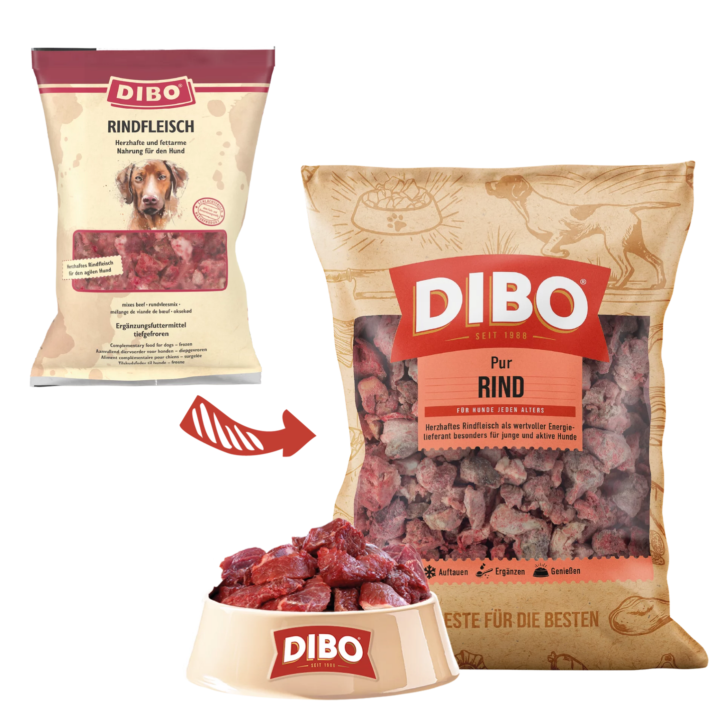 DIBO Rind BARF Frostfutter tiefgekühlt 2 kg