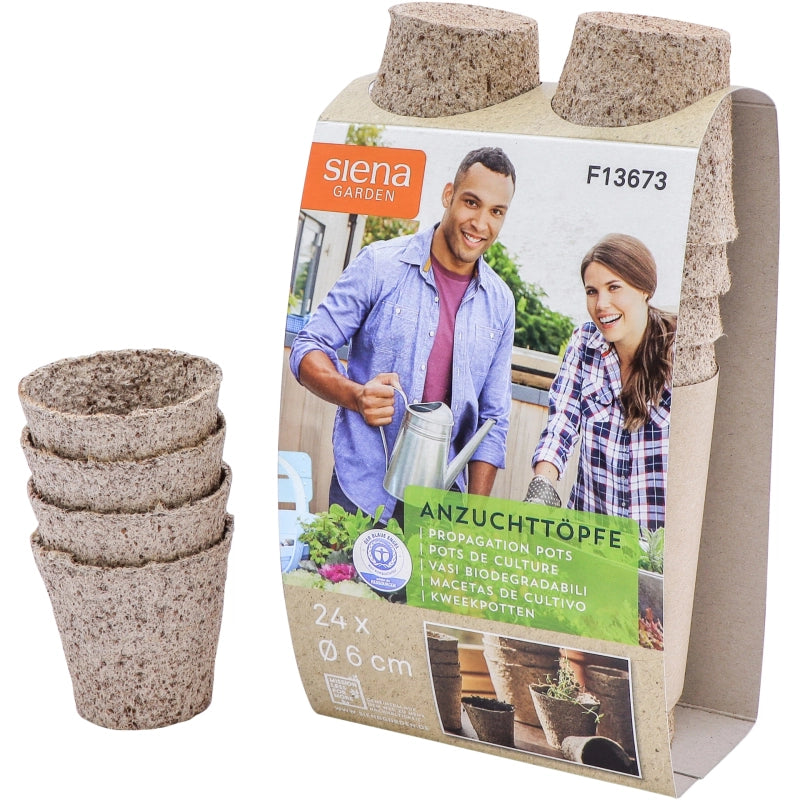 Siena GARDEN Organic Seedling Pots, 24 pieces, Ø 6 cm, round