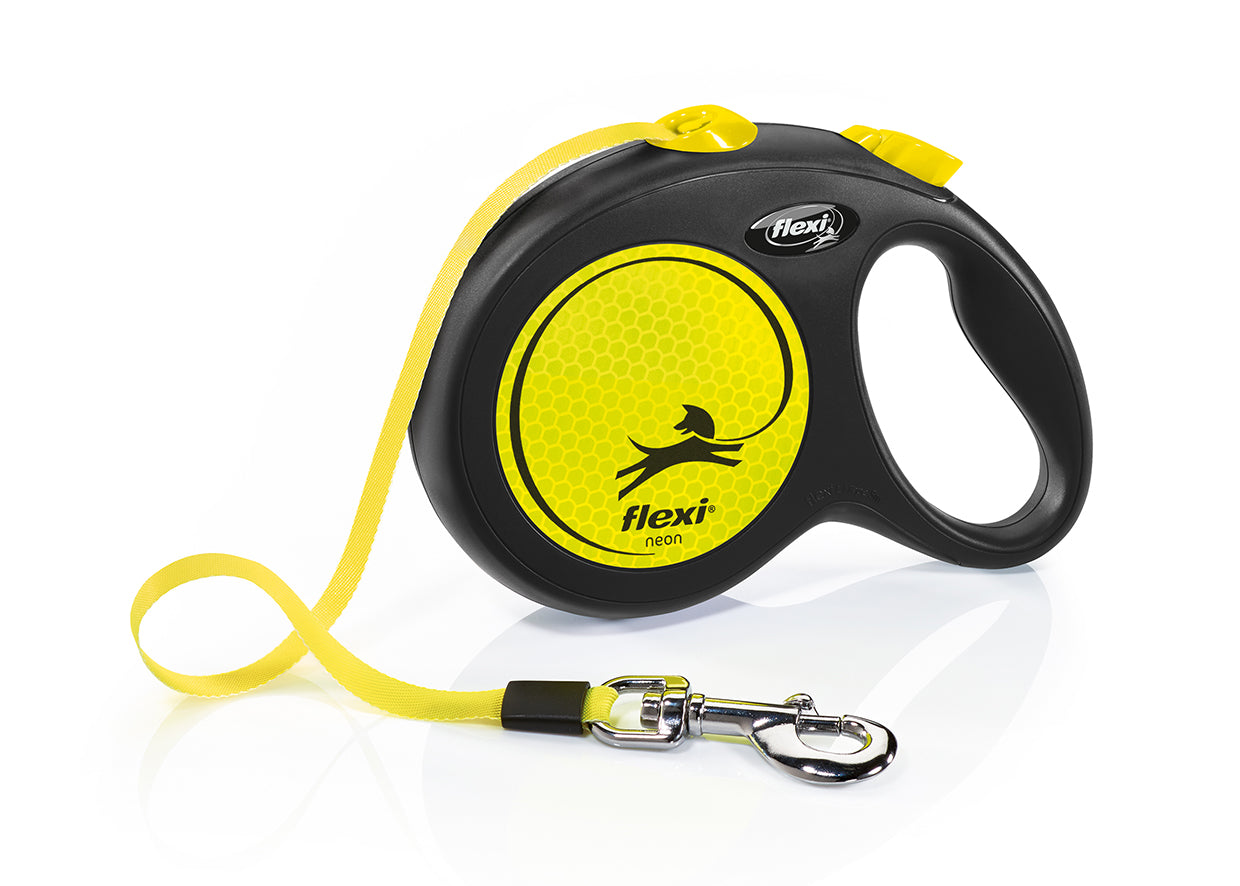 Flexi NEW Neon L - 5 Meter Reflex Gurtleine - Für Hunde bis 50 kg