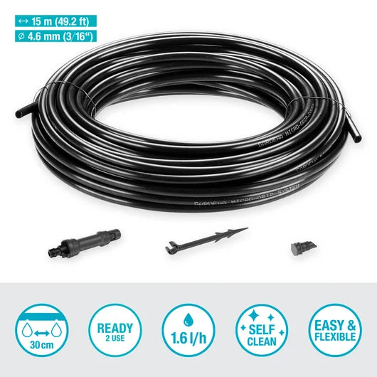 Micro-Drip-System Drip Irrigation Set for Vegetable/Plant Rows (15 m)
