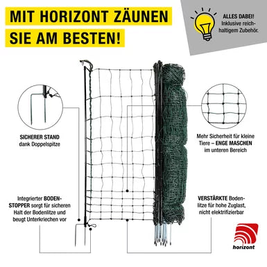 Horizont Geflügelnetz farmer® 110 cm hoch - 25 m lang mit Doppelspitze