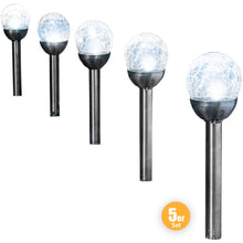 I - GLOW LED Solar Ball Cracked Glass 5-Piece Set