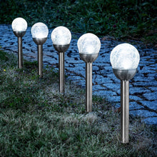 I - GLOW LED Solar Ball Cracked Glass 5-Piece Set