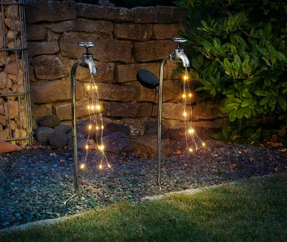 IC GW LED Solar Deko Wasserhahn 2er Set