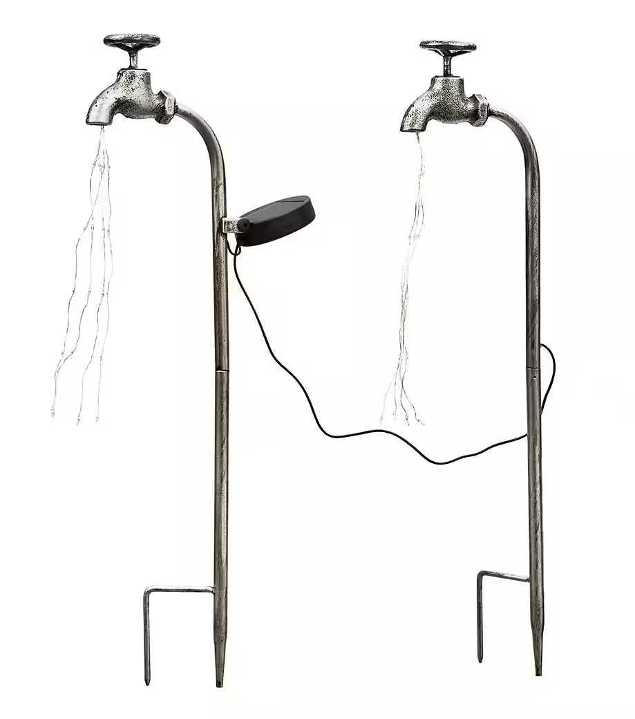 IC GW LED Solar Deko Wasserhahn 2er Set