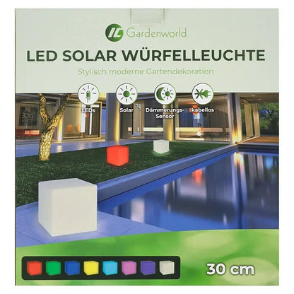 Gardenworld LED Solar Würfelleuchte 30 cm