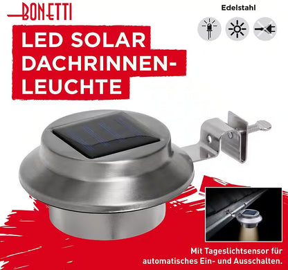 LED Solar Dachrinnenleuchte 2er-Set BONETTI Mailorderbox + Sticker
