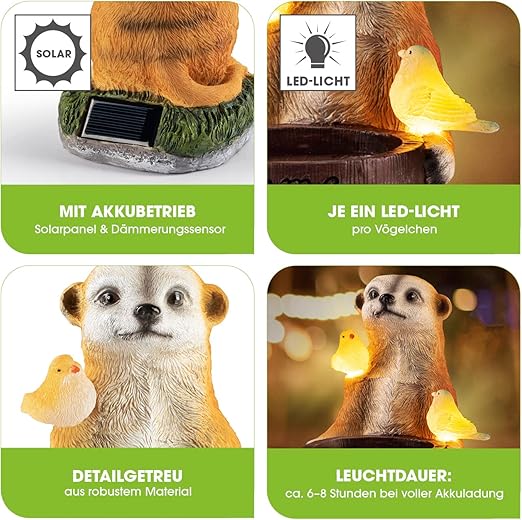 EASYmaxx Solarleuchte Erdmännchen mit Vogeltränke