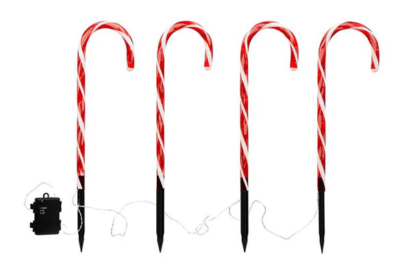 LED Zuckerstangen Gartenstecker 4er