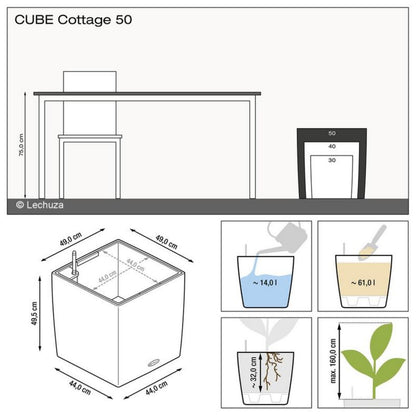 LECHUZA Pflanzenkübel Cube Cottage 50 weiß