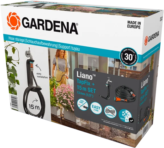 GARDENA Liano™ Schlauchaufbewahrung TapFix + 15 m Liano™ Set